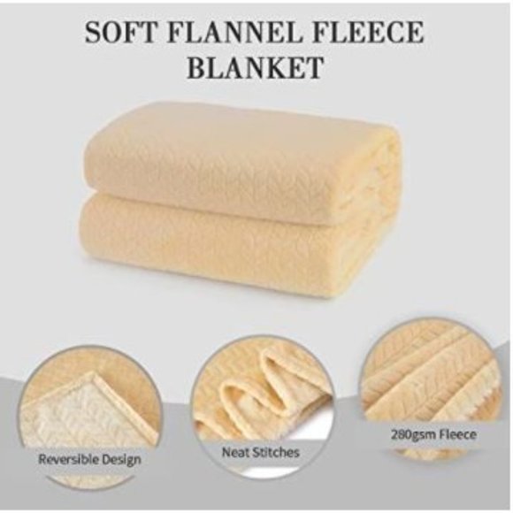 NEW Cozy Soft BEIGE TAN Fleece Throw Blankets, Warm Plush Large Plush - Picture 5 of 5